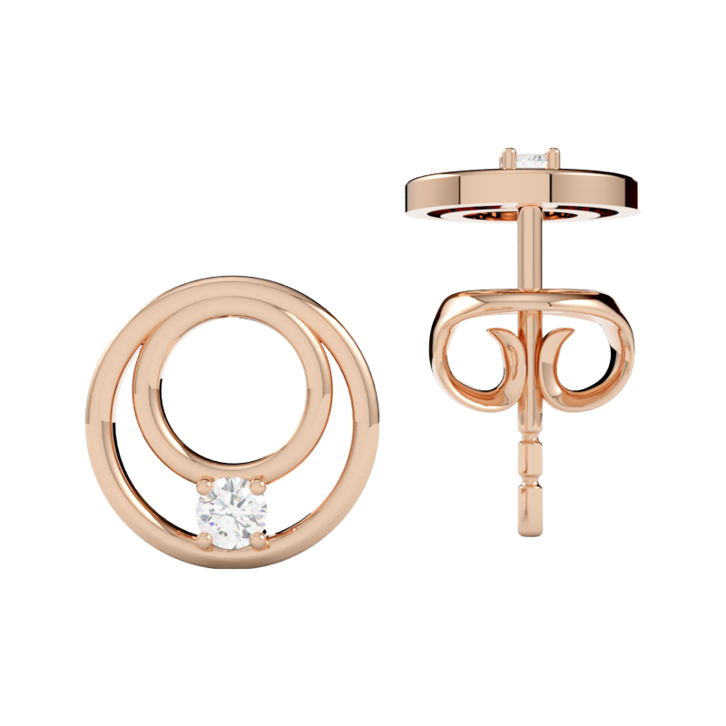 Kolczyki z diamentami Solis – złoto różowe 750 – GOLDPORT